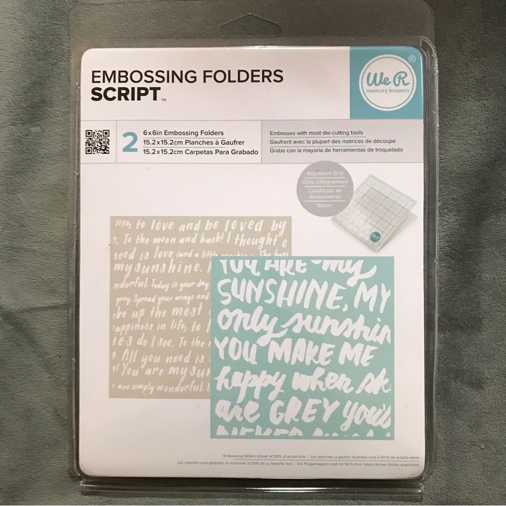 We R Memory Keepers 2 pk 6x6 embossing folders - SCRIPT